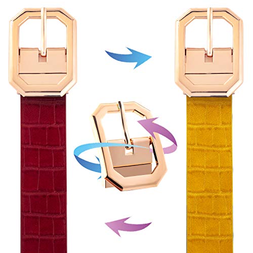 Snake Reversible Leather Belts for Women Plus Size Waist Utility Stylish Fashion Belt with Shiny Gold Buckle Nickel Free