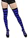 ToBeInStyle Women's Wide Vertical Striped Thigh Hi Stockings (Black w/Royal Blue Stripes)