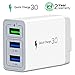 ZIQIAN Wall Charger Fast Adapter,QC 3.0 USB Fast Wall Charger 3 Ports Tablet iPad Phone Fast Charger Adapter Quick Charge 3.0 Travel Plug Compatible, HTC, iPhone More 1 Pack White