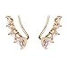 RIAH FASHION Teardrop Crystal Climber Earrings - Petal Crawler Ear Cuff Jewelry with Pear Cut Cubic Zirconia