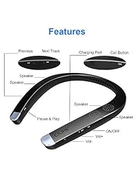 Altavoz portátil con correa para el cuello, altavoz inalámbrico Bluetooth LiUHE, altavoz portátil para deportes personales, escuchar música, ver televisión con sonido 3D de calidad de teatro, llamadas de teléfono manos libres