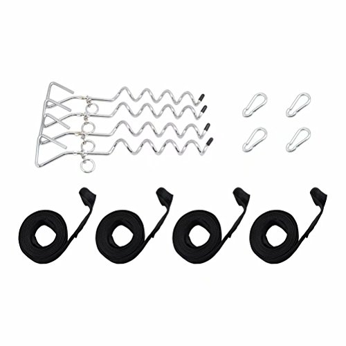 BeGrit Heavy Duty Trampoline Anchors Kit Tie Downs with Ground Stakes Carabiners - Set of 4 - Thumbnail 5