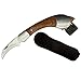 HANZIUP Folding Mushroom Knife with Neoprene Pouch Solid Wood Handle and Foldable Cleaning Brush