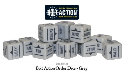Grey Pack Of 12 Bolt Action Orders Dice