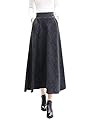 IDEALSANXUN Women’s Elastic Waist A-line Wool Plaid Pleated Long Skirt