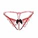 Defline Women Sexy Lace Thong Fancy Panties Pearl Massage Underwear T-Back Open Crotch Lingerie Tanga