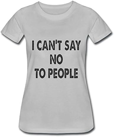 HXang Neck Short Sleeve Cotton T Shirt For Women I Can't Say No To PeopleTee ShirtssizeKey1Gray
