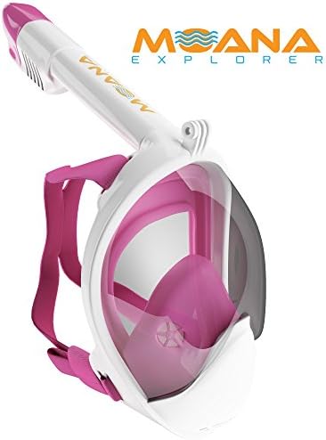 Moana ExplorerFull Face Snorkel Mask-180 Degree Panoramic View-Largest Viewing Area-Newest Anti Fog and Anti Leak Technology-Free Breathing-Great for Kids and Adults