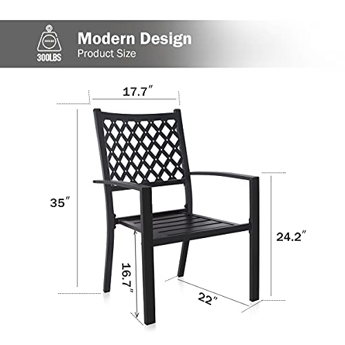 MEOOEM Stackable Metal Outdoor Dining Chairs Set of 2 Patio Bistro Chairs with Armrest Supports