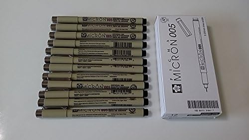 Pm0606 12 pcs (1 dozen) Sakura Pigma Micron Pens Tip Size 005 XSDK005 (0.20mm Line Width) Drawing, Sketching, Writing (Black Ink) (black)