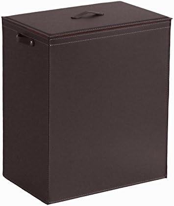 Gavemo PETER, Laundry Basket in leather, Storage Basket with Lid and Handles, Suitable for Bedrooms, Laundry Room, Bathroom., Dark brown