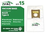 Bosch Allergy Type G Canister Bags - 15 Pack - Fits Health Guard, Electro Duo, Plus Vacuum Cleaners, BBZ51AFG2U, BBZ51AFG1U - Made ZVac