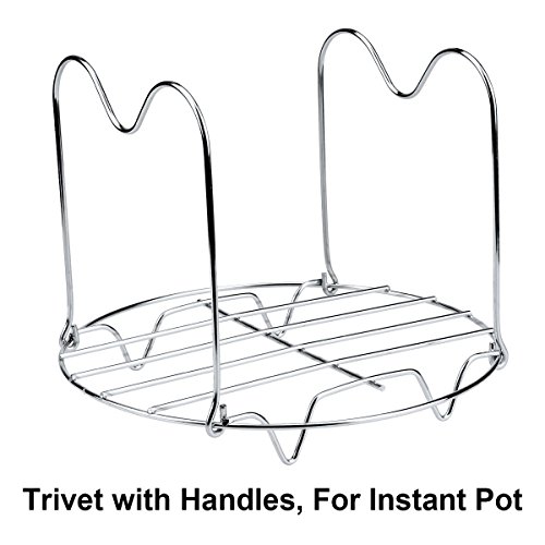 Aiduy Steamer Rack Trivet with Handles for Instant Pot Accessories 6 or 8 Quart Pressure Cooker, Stainless Steel Steam Rack Stand Metal Trivet Rack, Long Handle for Easy Pot Removal