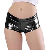 Kepblom Women's Shiny Metallic Rave Booty Shorts Hot Pants Dance Bottoms