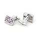 Mr.Van Mens Cufflinks Rhodium-Plated Brass with Crystals - 20x13mm Rectangular Design - Includes Velvet Gift Pouch (purple)