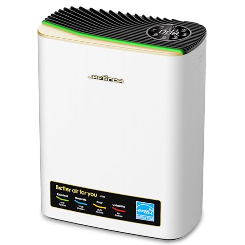 Jafända Luftreiniger Hepa Für Allergiker, Raumluftreiniger Mit Aromatherapie-Diffuser &Amp; Aktivkohlefilter, Entfernt 99,97% Staub, Pollen, Schimmel, Luftreiniger Raucherzimmer Cadr 268 M³/H (Gold)