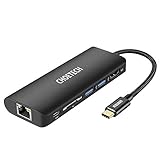CHOETECH USB C Hub, 6-in-1 USB C Adapter with RJ45 1000M Ethernet, 4K USB C HDMI, 60W Power Delivery, 2 USB 3.0, SD Card Reader Compatible with MacBook Pro, Surface Book 2, XPS 15, iPad Pro and More