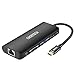 USB C Hub, CHOETECH Type-C Multiport Adapter, 6 Ports Adapter with HDMI 4K UHD, Gigabit Ethernet(RJ45), 2 USB3.0 Ports, SD Card Reader,Type-C Charging Port for 2016/2017 MacBook Pro