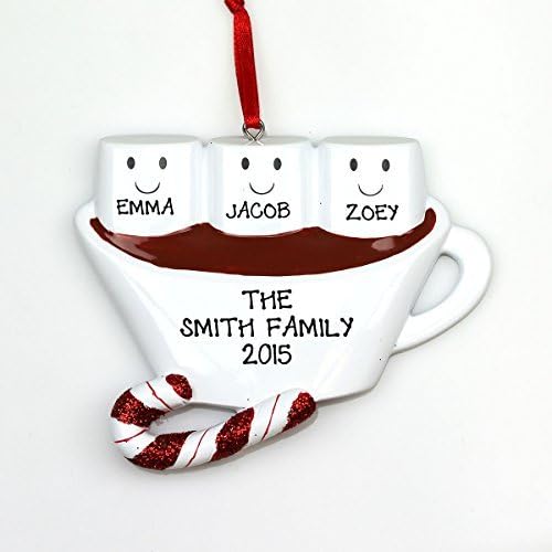 HobbyHomeAccessories Hot Chocolate with Marshmallows Family Personalized Christmas Tree Ornament