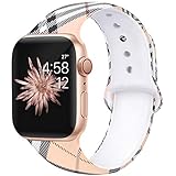 Bravely klimbing Floral Bands Compatible for App le Watch Band 38mm 40mm 44mm 42mm Fadeless Pattern Printed Replacement Band Wristband for iWatch Series 5 4 3 2 1, for Women Men Kids S/M Bright Grid