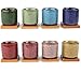 Lawei 8 Pack 2.5 Inch Mini Succulent Plant Pot with Drainage and Bamboo Tray, Small Ceramic Cactus Plant Pot, Flower Pots Faux Plants Containers for Home Garden Office Decoration(Plants NOT Included)