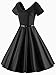 iLover Women 1950s V-Neck Vintage Rockabilly Swing Evening Party Dress,Black,Medium