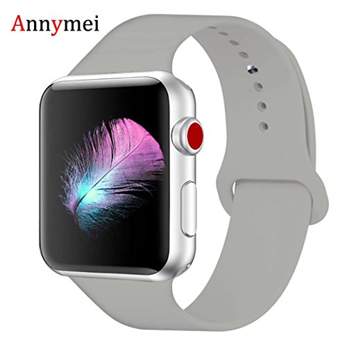 for Apple Watch Band, Annymei Durable Soft Silicone Replacement iWatch Band Sport for Apple Watch Band Series 4 Series 3 Series 2 Series 1 Sport, Edition (Dark Grey, 38MM S/M=40MM S/M)