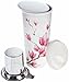 Willow & Everett 16oz Double-Walled Ceramic Tea Cup with Infuser and Lid. Tall Coffee Mugs - Magnolia Finish