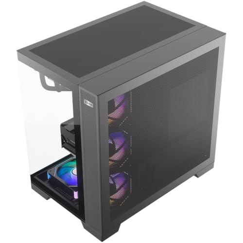Gabinete Gamer Kalkan Asgard Evo Preto ATX Aquário Sem Fans Câmara Dupla Painel em Vidro Temperado Duplo USB 3.0 Painéis Perfurads Suporta Placas Mãe com Conectores Traseiros KLK00084