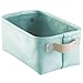 mDesign Baby Nursery Organizer Storage Bin for Towels, Books, Diapers, Wipes - Vegan Patent Leather, Mint/Gold