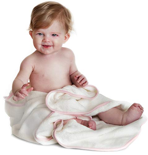 Hooded Baby Towel Pink Unicorn, Natural Cotton (Pink, Small) Soft and Absorbent Bath Towels with Hood for Babies, Toddlers, Perfect Baby Shower Gift for Girls by Little Tinkers World