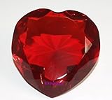 Diamond Jewel Paperweight 80mm Ruby Heart Shaped Cut