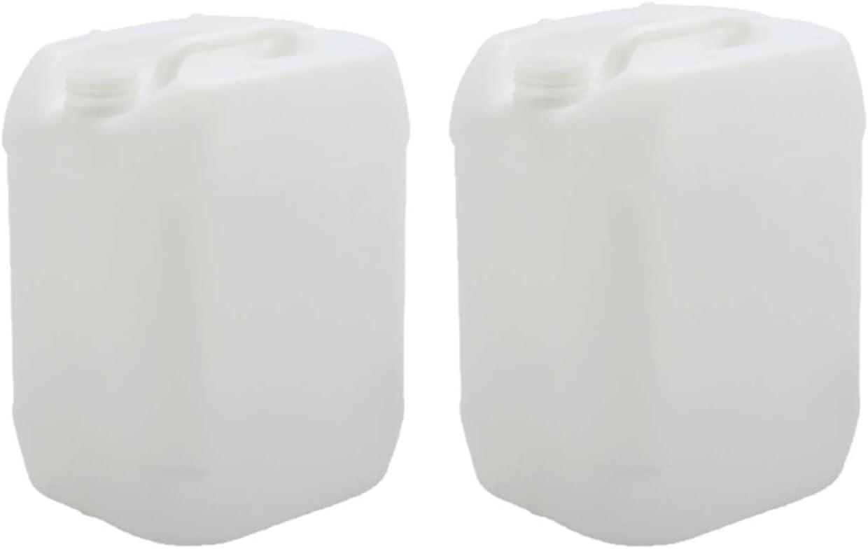 LINCS PRODUCTS® 20 Litre ltr Jerry Can Containers Tub Drums HDPE Natural in Colour Pack of 2 with 61mm Black Caps