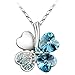 Tapp CollectionsTM White Gold Plated Swarovski Crystal Heart Shaped Four Leaf Clover Pendant Necklace