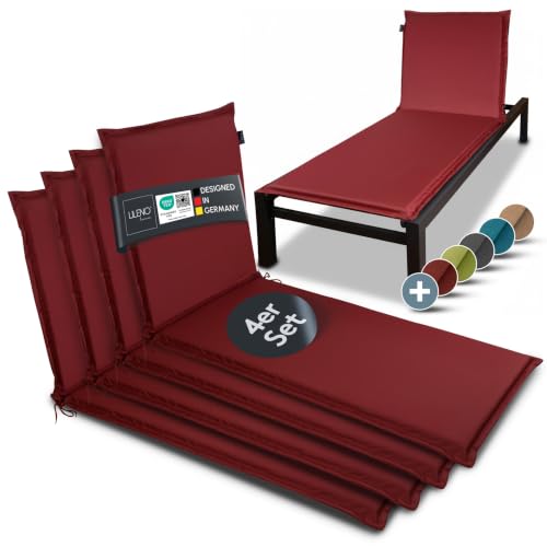 LILENO HOME Sonnenliege Auflage als [4er Set - Rollliege] in Rot