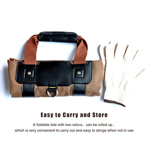 Firewood Log Carrier with Gloves Durable Canvas Wood Holder Bag Large Capacity for Fireplace & Outdoor - Thumbnail 2