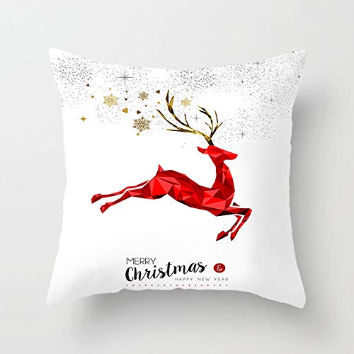 Worthown Christmas Pillow Covers 18 x 18 Inches Set of 4 Throw Pillow Case Merry Christmas Xmas Cushion Cover Square Pillowcase Home Decor Christmas Decoration (1 Christmas)