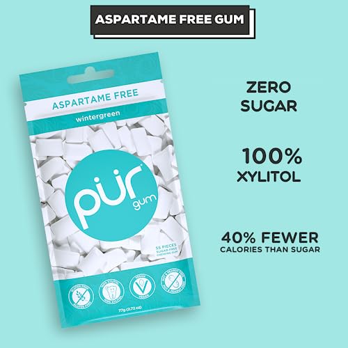 PUR Gum Aspartame Free Chewing Gum 100 Xylitol Sugar Free, Vegan