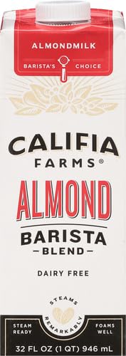 CALIFIA FARMS – ORIGINAL ALMOND BARISTA BLEND ALMOND MILK, 32 OZ, SHELF STABLE, DAIRY FREE, PLANT BASED, VEGAN, GLUTEN FREE, NON GMO, HIGH CALCIUM, MILK FROTHER, CREAMER