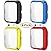 CAVN 4 Pack Screen Protector Case Compatible with Fitbit Versa/Versa SE Smartwatch, Soft TPU Plated Slim Full Coverage Screen Protective Bumper Cover (Red/Black/Blue/Green)