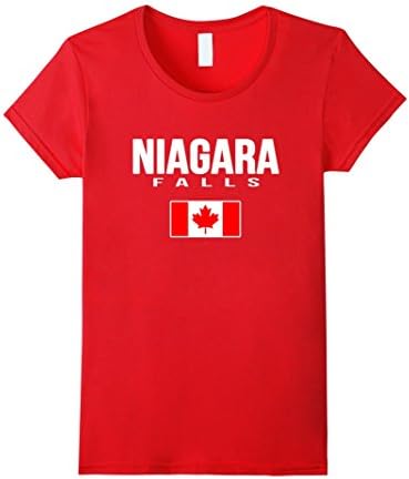 Women's Niagara Falls T-shirt Canadian Flag Canada Souvenir Travel Small Red