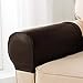 Sofa Armrest Cover Ultra Thick and Soft PU Leather Stretch Arm Cover for Recliners Sofas Chairs Loveseats Elastic Waterproof Furniture Armrest Protector for Couch(1 Pair,Brown)