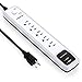 POWERADD 5-Outlet Surge Protector Power Strip 6ft Cord with Dual Smart USB Ports for Home Office Dorm