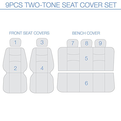 BDK Classics - Black & Charcoal Gray Mesh Cloth Seat Covers - Split Option Bench - Full Set - Thumbnail 5