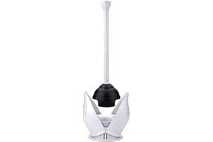 SANGFOR Toilet Plunger with Holder, Long Handle Plungers for Bathroom,Hide-Away Toilet Plunger with Holder, Drip-Free Plungers for Bathroom with Holder, Bathroom Essentials Toilt Plunger Heavy Duty