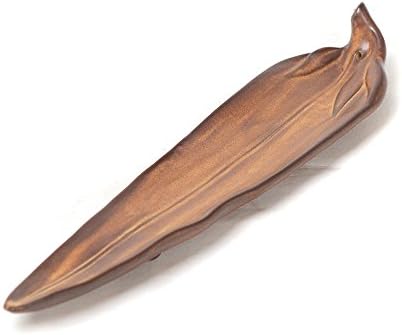 HJXL Ceramic Incense Burner Bamboo Leaves Stick Holder Cone Ash Catcher Tray 12 Inch (Bamboo)