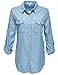 Luna Flower Women's Roll Up Sleeve Denim Checker Flannel Shirt Tops