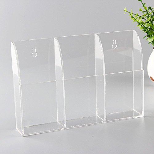 Sky Fish Acrylic Holder Remote Storage Remote Control Holder Media Storage Box Clear Remote Storage Suitable for TV and refrigerator remote control and so on 3 lattice