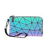 Portafoglio Donna Geometrico, Luminoso Olografico Portamonete alla Moda Borsa Ha