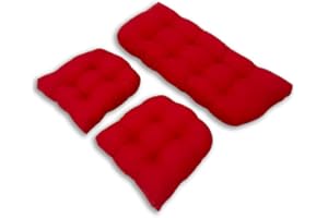 Outdoor/Indoor Wicker Cushion Set, 1 Loveseat &2 U Shape, Patio Furniture Cushions Waterproof Bench Settee Cushions Replaceme